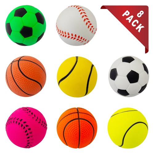 8pk rubber dog balls bouncy - rubber,